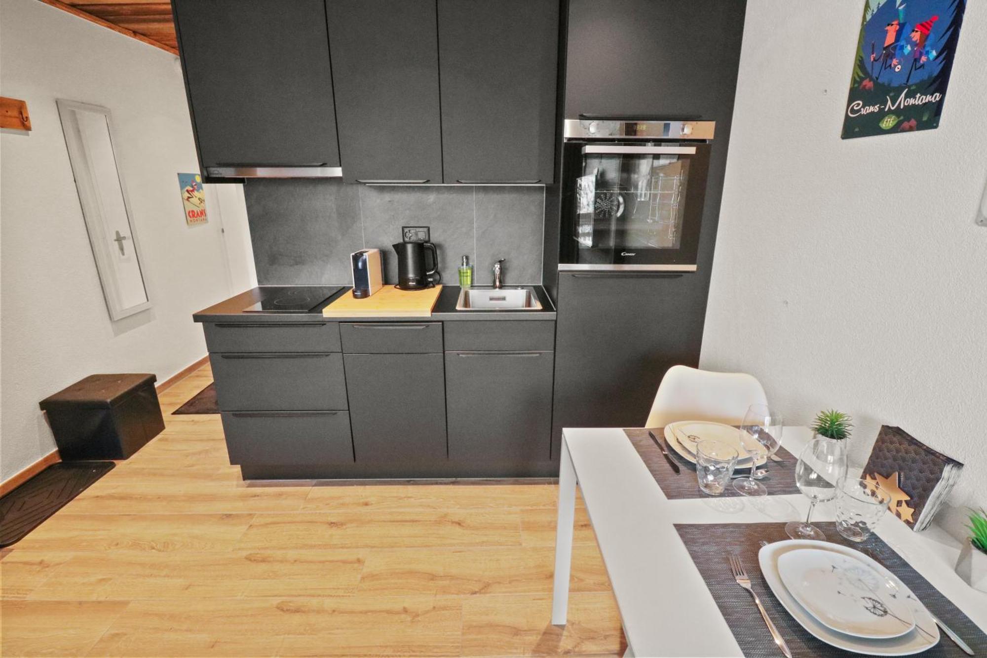 Joli Studio Avec Parking Gratuit Crans-Montana Exteriör bild