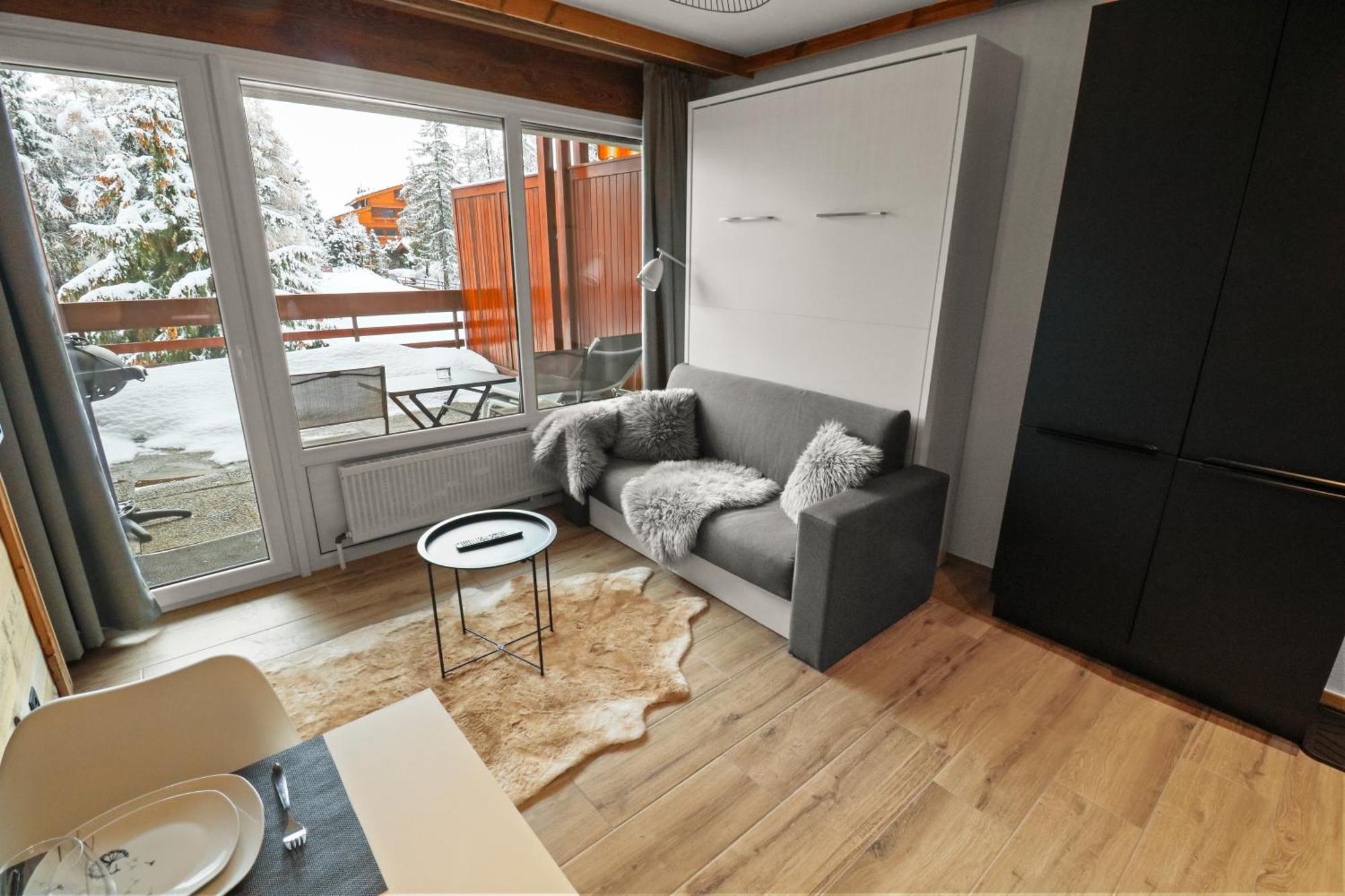 Joli Studio Avec Parking Gratuit Crans-Montana Exteriör bild